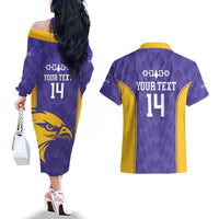 Custom Haudenosaunee Lacrosse Couples Matching Off The Shoulder Long Sleeve Dress and Hawaiian Shirt 2025 Go Nationals