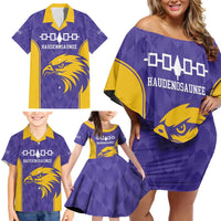 Custom Haudenosaunee Lacrosse Family Matching Off Shoulder Short Dress and Hawaiian Shirt 2025 Go Nationals