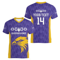 Custom Haudenosaunee Lacrosse Women V-Neck T-Shirt 2025 Go Nationals