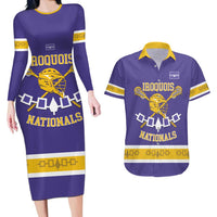 Custom Iroquois Lacrosse Couples Matching Long Sleeve Bodycon Dress and Hawaiian Shirt Haudenosaunee Nationals