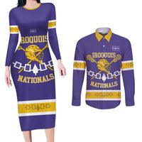 Custom Iroquois Lacrosse Couples Matching Long Sleeve Bodycon Dress and Long Sleeve Button Shirt Haudenosaunee Nationals