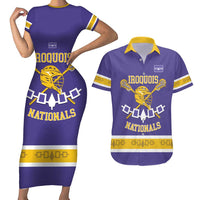 Custom Iroquois Lacrosse Couples Matching Short Sleeve Bodycon Dress and Hawaiian Shirt Haudenosaunee Nationals