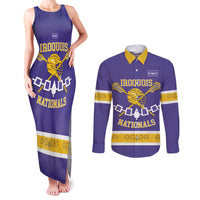 Custom Iroquois Lacrosse Couples Matching Tank Maxi Dress and Long Sleeve Button Shirt Haudenosaunee Nationals