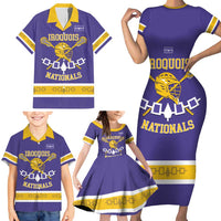 Custom Iroquois Lacrosse Family Matching Short Sleeve Bodycon Dress and Hawaiian Shirt Haudenosaunee Nationals
