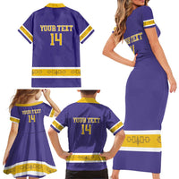 Custom Iroquois Lacrosse Family Matching Short Sleeve Bodycon Dress and Hawaiian Shirt Haudenosaunee Nationals