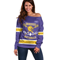 Custom Iroquois Lacrosse Off Shoulder Sweater Haudenosaunee Nationals