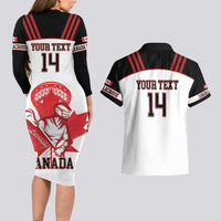 Custom Canada Lacrosse Couples Matching Long Sleeve Bodycon Dress and Hawaiian Shirt Go Champions Maple Leaf