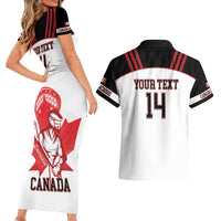Custom Canada Lacrosse Couples Matching Short Sleeve Bodycon Dress and Hawaiian Shirt Go Champions Maple Leaf
