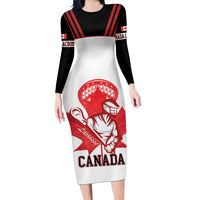 Custom Canada Lacrosse Family Matching Long Sleeve Bodycon Dress and Hawaiian Shirt Go Champions Maple Leaf