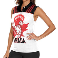 Custom Canada Lacrosse Women Sleeveless Polo Shirt Go Champions Maple Leaf