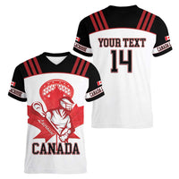 Custom Canada Lacrosse Women V-Neck T-Shirt Go Champions Maple Leaf