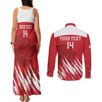 Custom England Lacrosse Couples Matching Tank Maxi Dress and Long Sleeve Button Shirt Go Champions Rose