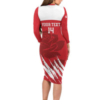 Custom England Lacrosse Family Matching Long Sleeve Bodycon Dress and Hawaiian Shirt Go Champions Rose