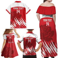 Custom England Lacrosse Family Matching Off Shoulder Maxi Dress and Hawaiian Shirt Go Champions Rose