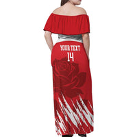 Custom England Lacrosse Family Matching Off Shoulder Maxi Dress and Hawaiian Shirt Go Champions Rose