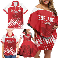 Custom England Lacrosse Family Matching Off Shoulder Short Dress and Hawaiian Shirt Go Champions Rose