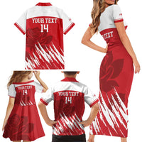 Custom England Lacrosse Family Matching Short Sleeve Bodycon Dress and Hawaiian Shirt Go Champions Rose