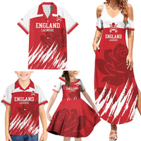 Custom England Lacrosse Family Matching Summer Maxi Dress and Hawaiian Shirt Go Champions Rose