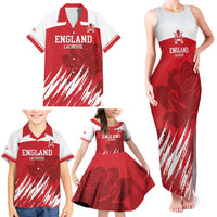 Custom England Lacrosse Family Matching Tank Maxi Dress and Hawaiian Shirt Go Champions Rose