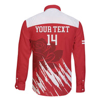 Custom England Lacrosse Long Sleeve Button Shirt Go Champions Rose