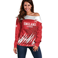Custom England Lacrosse Off Shoulder Sweater Go Champions Rose