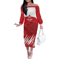 Custom England Lacrosse Off The Shoulder Long Sleeve Dress Go Champions Rose