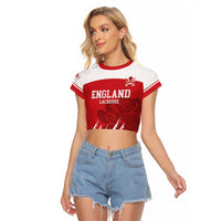 Custom England Lacrosse Raglan Cropped T Shirt Go Champions Rose