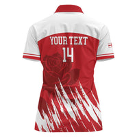 Custom England Lacrosse Women Polo Shirt Go Champions Rose