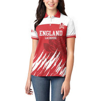 Custom England Lacrosse Women Polo Shirt Go Champions Rose