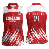 Custom England Lacrosse Women Sleeveless Polo Shirt Go Champions Rose
