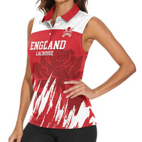 Custom England Lacrosse Women Sleeveless Polo Shirt Go Champions Rose