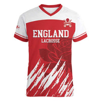 Custom England Lacrosse Women V-Neck T-Shirt Go Champions Rose