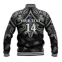 Custom New Zealand Silver Fern Rugby Baseball Jacket All Black Since 1892 Aotearoa Moko Maori - Wonder Print Shop