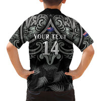 Custom New Zealand Silver Fern Rugby Family Matching Short Sleeve Bodycon Dress and Hawaiian Shirt All Black Since 1892 Aotearoa Moko Maori - Wonder Print Shop