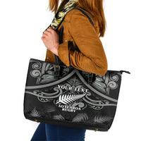 Custom New Zealand Silver Fern Rugby Leather Tote Bag All Black Since 1892 Aotearoa Moko Maori - Wonder Print Shop