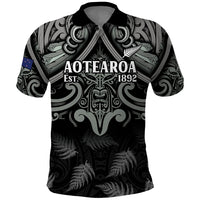 Custom New Zealand Silver Fern Rugby Polo Shirt All Black Since 1892 Aotearoa Moko Maori - Wonder Print Shop