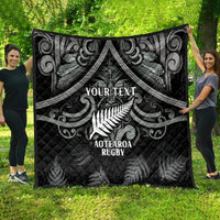 Custom New Zealand Silver Fern Rugby Quilt All Black Since 1892 Aotearoa Moko Maori - Wonder Print Shop