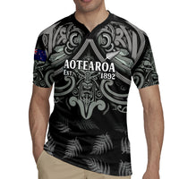 Custom New Zealand Silver Fern Rugby Rugby Jersey All Black Since 1892 Aotearoa Moko Maori - Wonder Print Shop