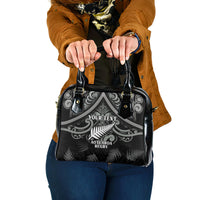 Custom New Zealand Silver Fern Rugby Shoulder Handbag All Black Since 1892 Aotearoa Moko Maori