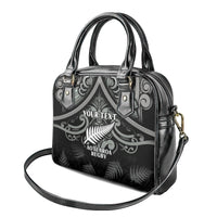 Custom New Zealand Silver Fern Rugby Shoulder Handbag All Black Since 1892 Aotearoa Moko Maori