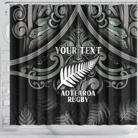 Custom New Zealand Silver Fern Rugby Shower Curtain All Black Since 1892 Aotearoa Moko Maori