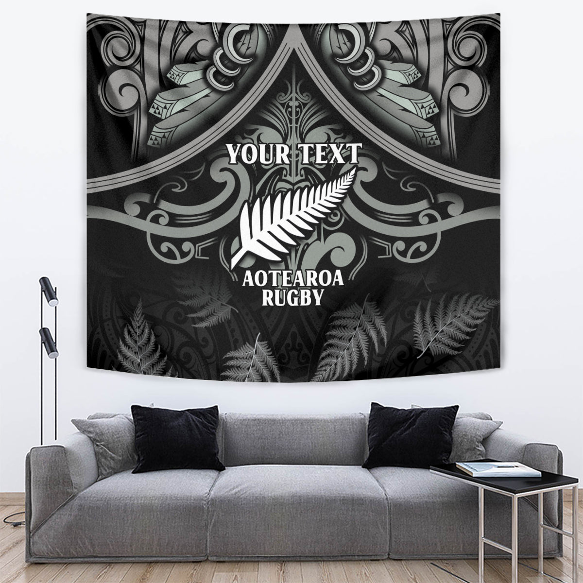Custom New Zealand Silver Fern Rugby Tapestry All Black Since 1892 Aotearoa Moko Maori