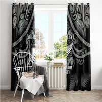 Custom New Zealand Silver Fern Rugby Window Curtain All Black Since 1892 Aotearoa Moko Maori - Wonder Print Shop