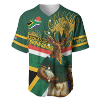 Custom South Africa Rugby Baseball Jersey 2024 Go Springboks Mascot African Pattern - Wonder Print Shop