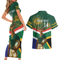 Custom South Africa Rugby Couples Matching Short Sleeve Bodycon Dress and Hawaiian Shirt 2024 Go Springboks Mascot African Pattern - Wonder Print Shop