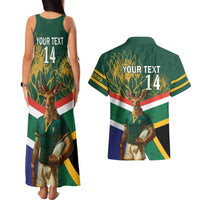 Custom South Africa Rugby Couples Matching Tank Maxi Dress and Hawaiian Shirt 2024 Go Springboks Mascot African Pattern - Wonder Print Shop