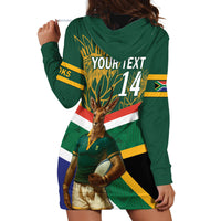 Custom South Africa Rugby Hoodie Dress 2024 Go Springboks Mascot African Pattern - Wonder Print Shop
