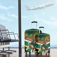 Custom South Africa Rugby Luggage Cover 2024 Go Springboks Mascot African Pattern - Wonder Print Shop