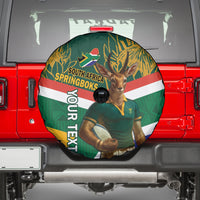 Custom South Africa Rugby Spare Tire Cover 2024 Go Springboks Mascot African Pattern - Wonder Print Shop