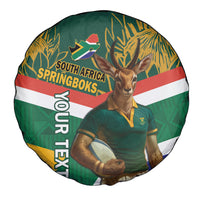 Custom South Africa Rugby Spare Tire Cover 2024 Go Springboks Mascot African Pattern - Wonder Print Shop